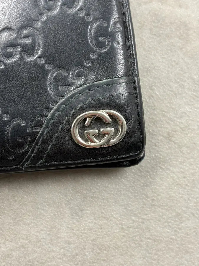 2000s Gucci Black Monogram Leather Wallet FlaFidY 6