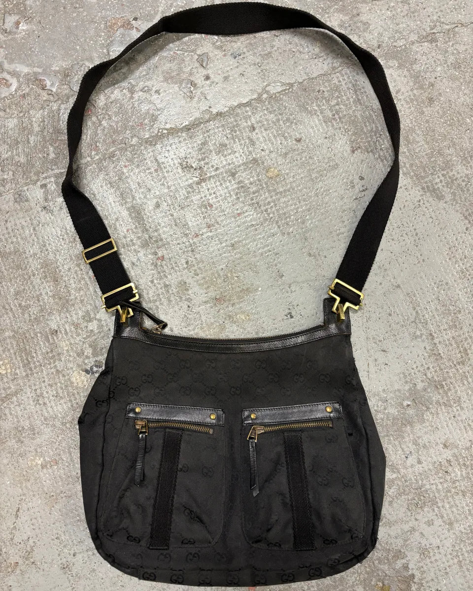 2000s Gucci Black Monogram Shoulder Bag  (OS) bAzltFI 0
