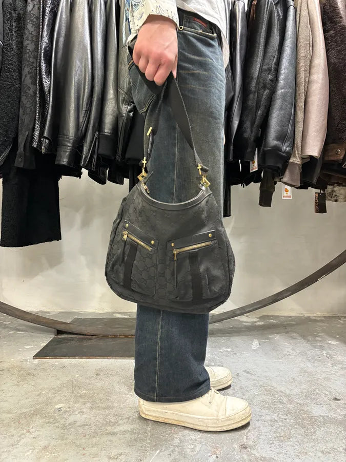 2000s Gucci Black Monogram Shoulder Bag  (OS) bAzltFI 1