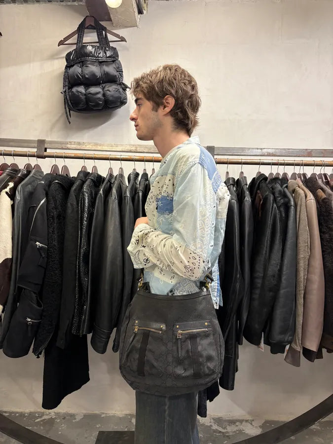 2000s Gucci Black Monogram Shoulder Bag  (OS) bAzltFI 2