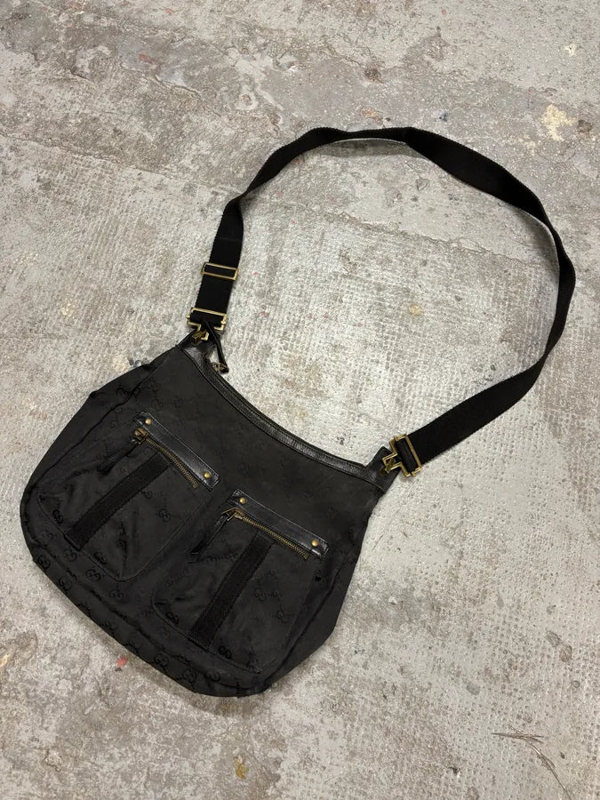 2000s Gucci Black Monogram Shoulder Bag  (OS) bAzltFI 3