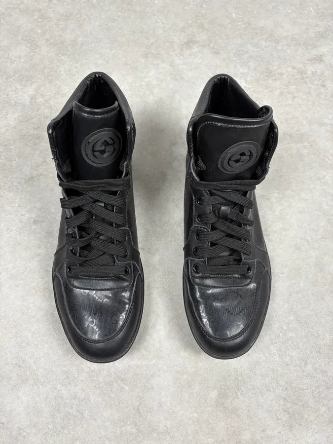 2000s Gucci Black Monogrammed High Sneakers RHejRKl 1