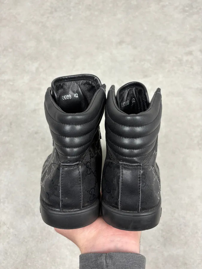 2000s Gucci Black Monogrammed High Sneakers RHejRKl 6