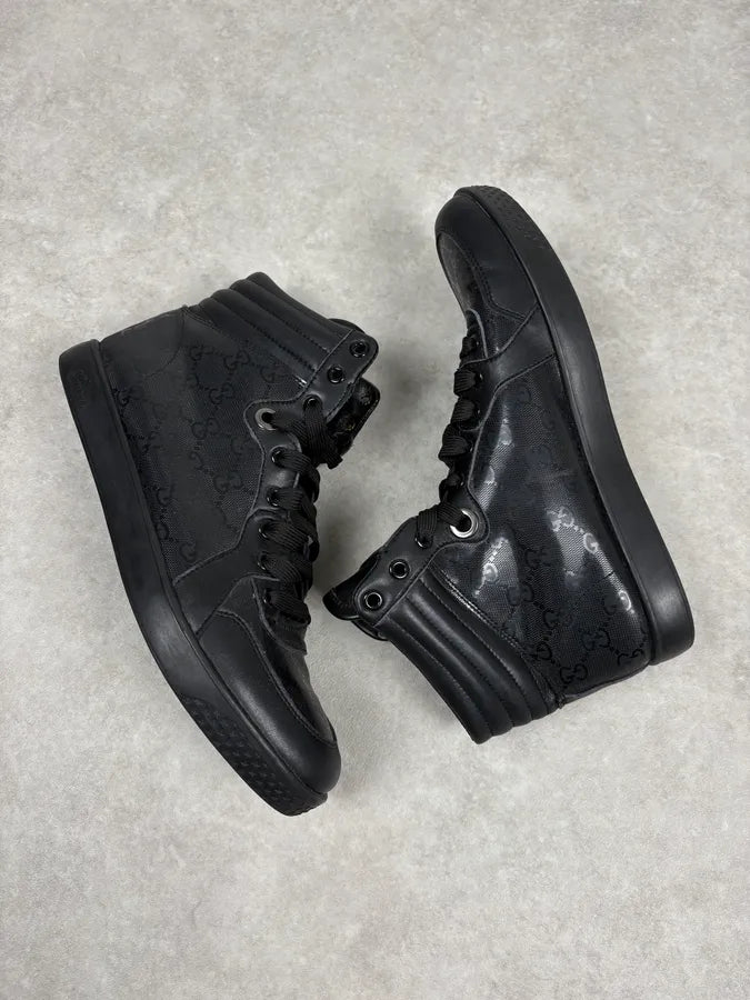2000s Gucci Black Monogrammed High Sneakers RHejRKl 5