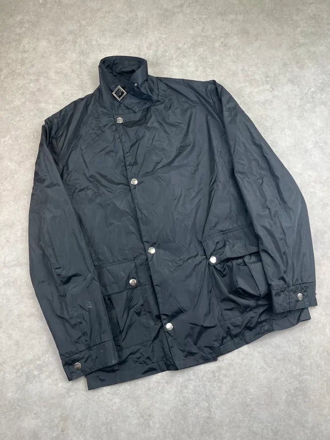 1990s Gucci Black Nylon Belted Long Harrington Jacket by Tom Ford QuniHAl 3