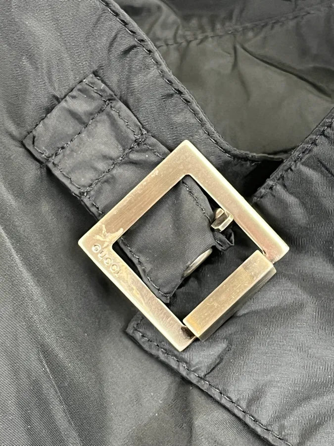 1990s Gucci Black Nylon Belted Long Harrington Jacket by Tom Ford QuniHAl 10