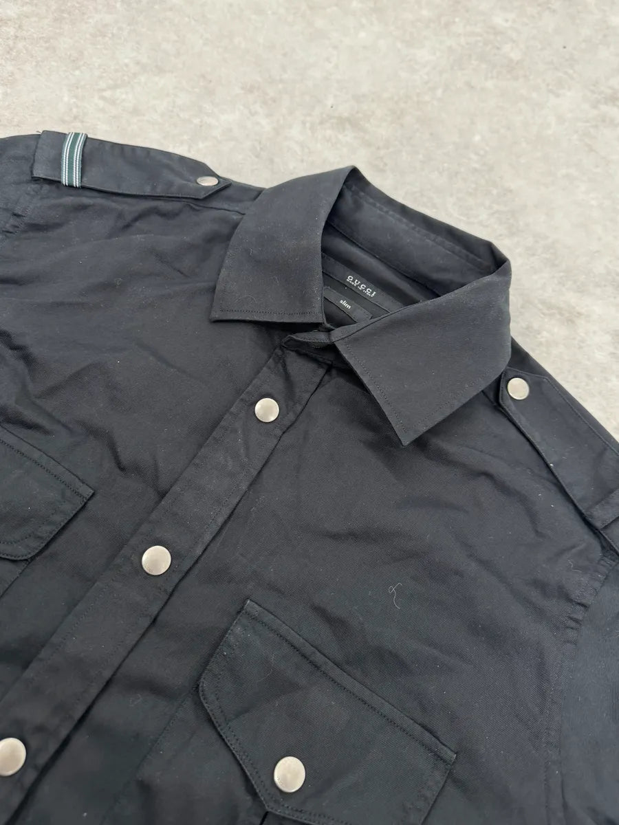 2000s Gucci Black Officer Shirt WXmpIHQ 4