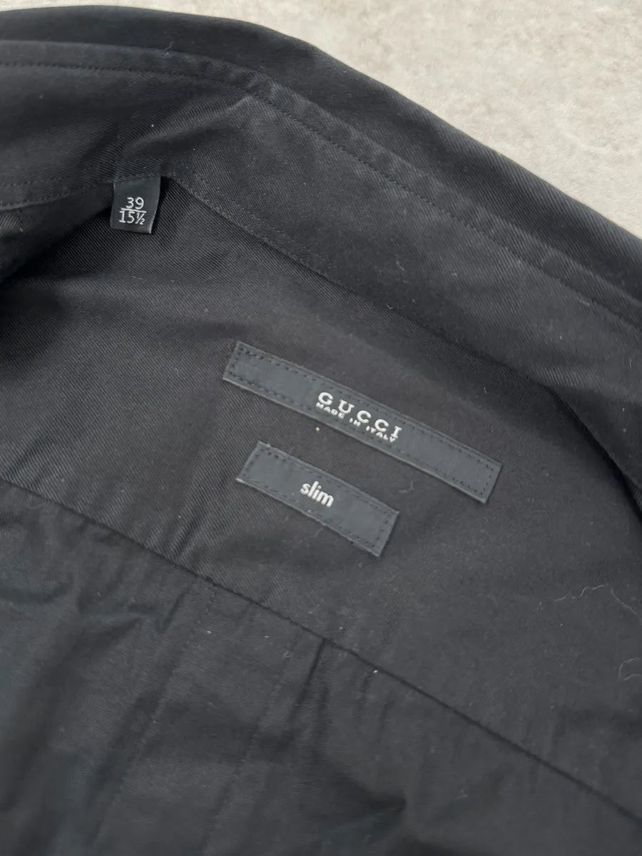 2000s Gucci Black Officer Shirt WXmpIHQ 8