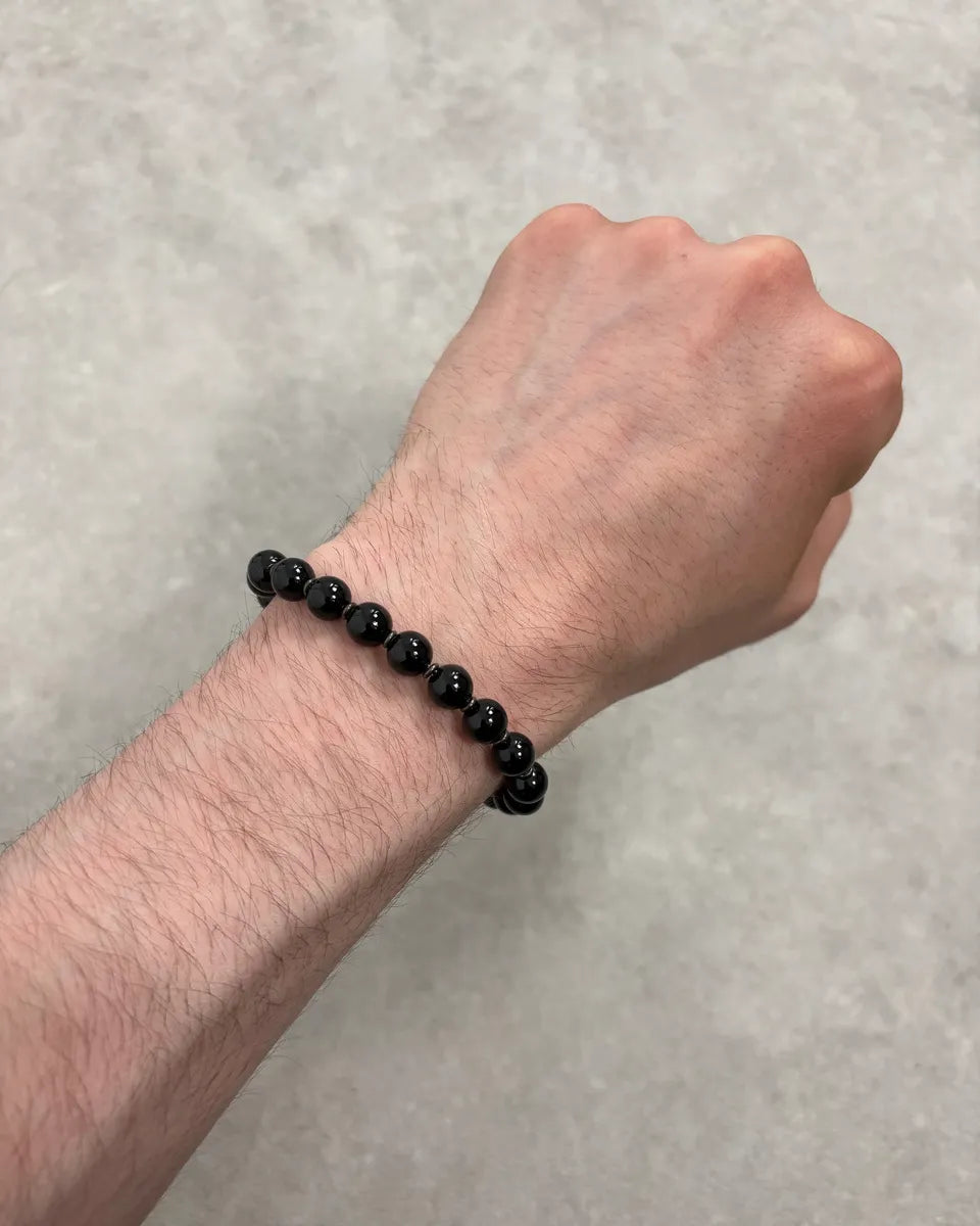 2000s Gucci Black Onyx Silver Ball Charm Bracelet JyWWEEn 0