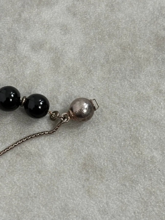 2000s Gucci Black Onyx Silver Ball Charm Bracelet JyWWEEn 5