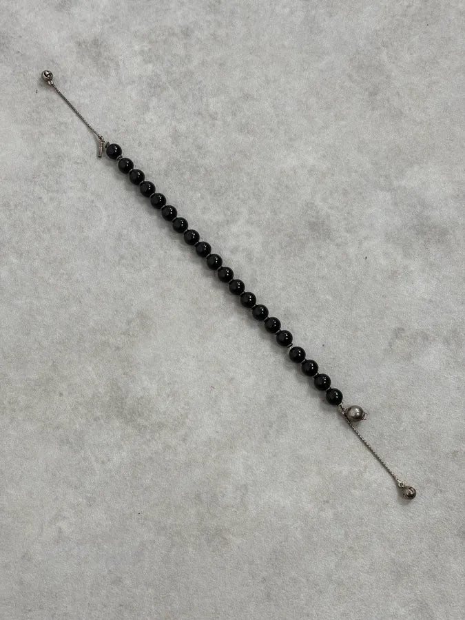 2000s Gucci Black Onyx Silver Ball Charm Bracelet JyWWEEn 4