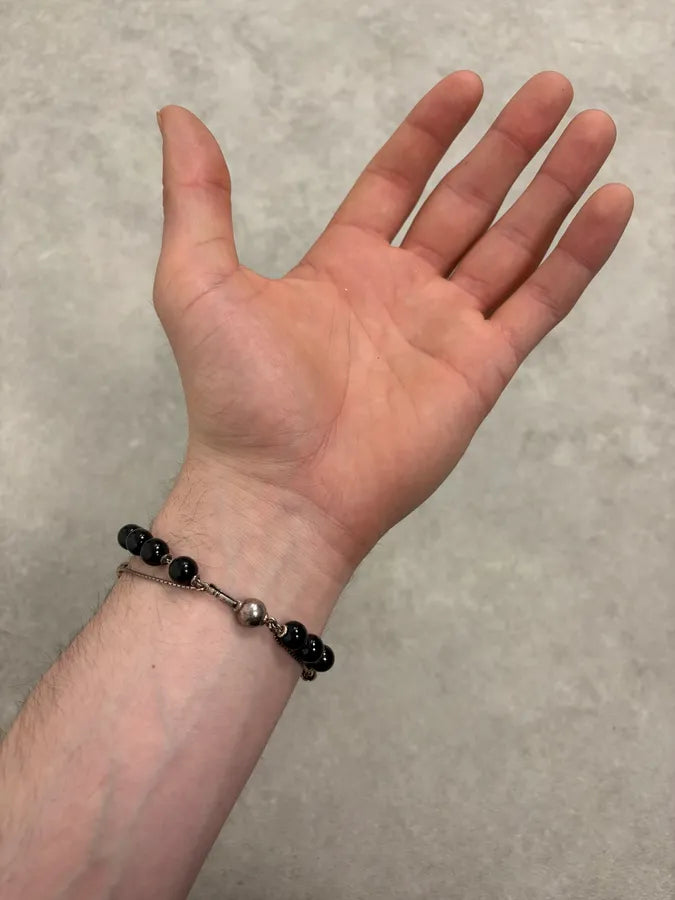 2000s Gucci Black Onyx Silver Ball Charm Bracelet JyWWEEn 1