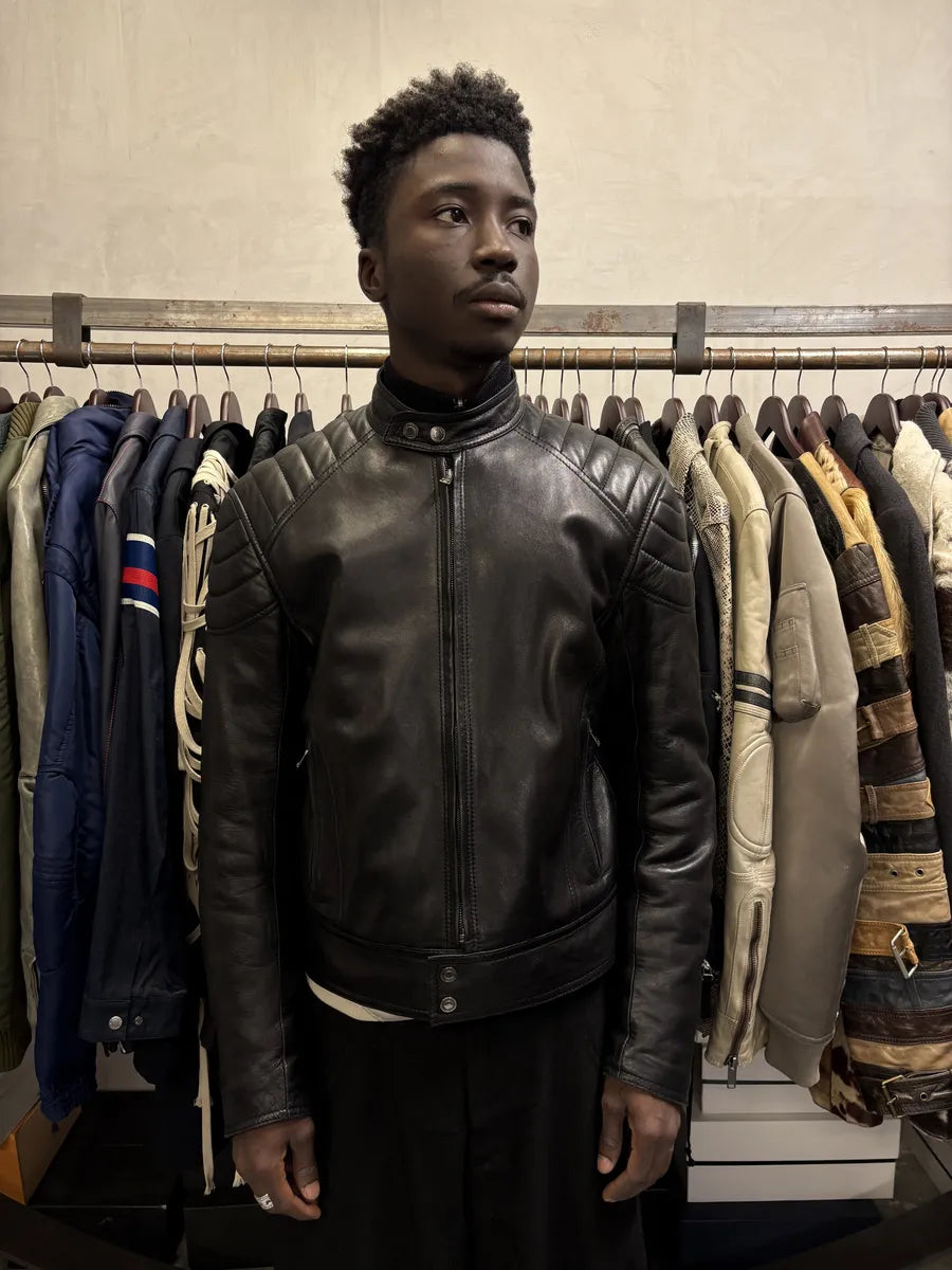 2000s Gucci Black Padded Biker Leather Jacket by Tom Ford sUUZtdn 1