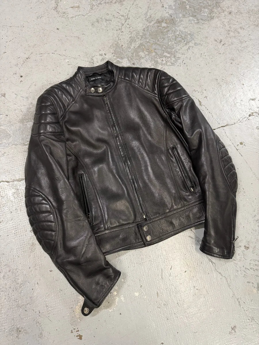 2000s Gucci Black Padded Biker Leather Jacket by Tom Ford sUUZtdn 11