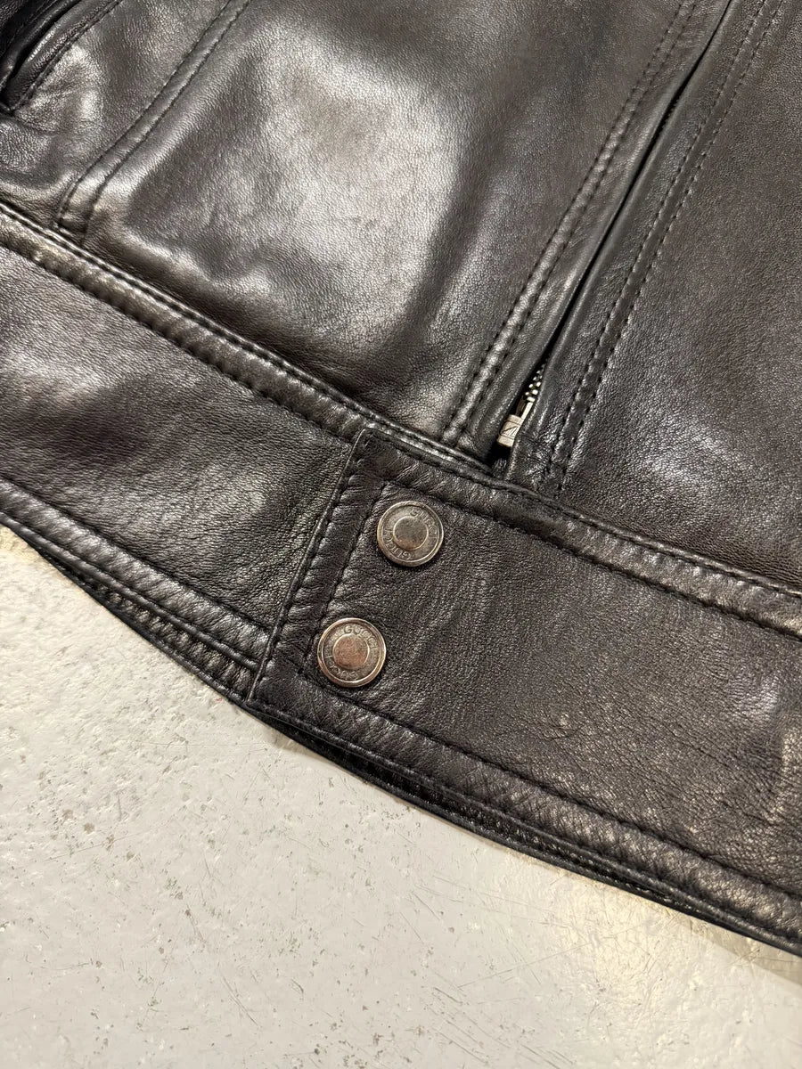 2000s Gucci Black Padded Biker Leather Jacket by Tom Ford sUUZtdn 12