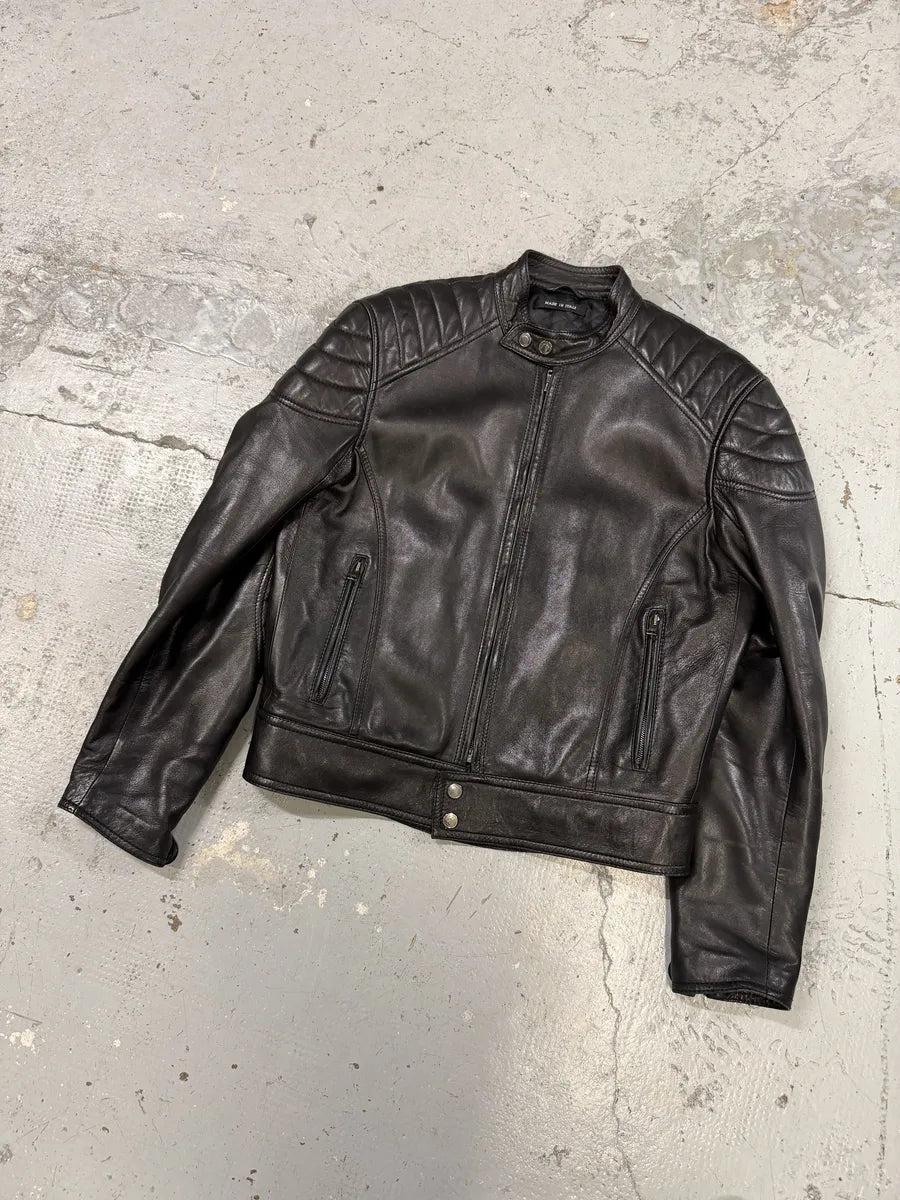 2000s Gucci Black Padded Biker Leather Jacket by Tom Ford sUUZtdn 4
