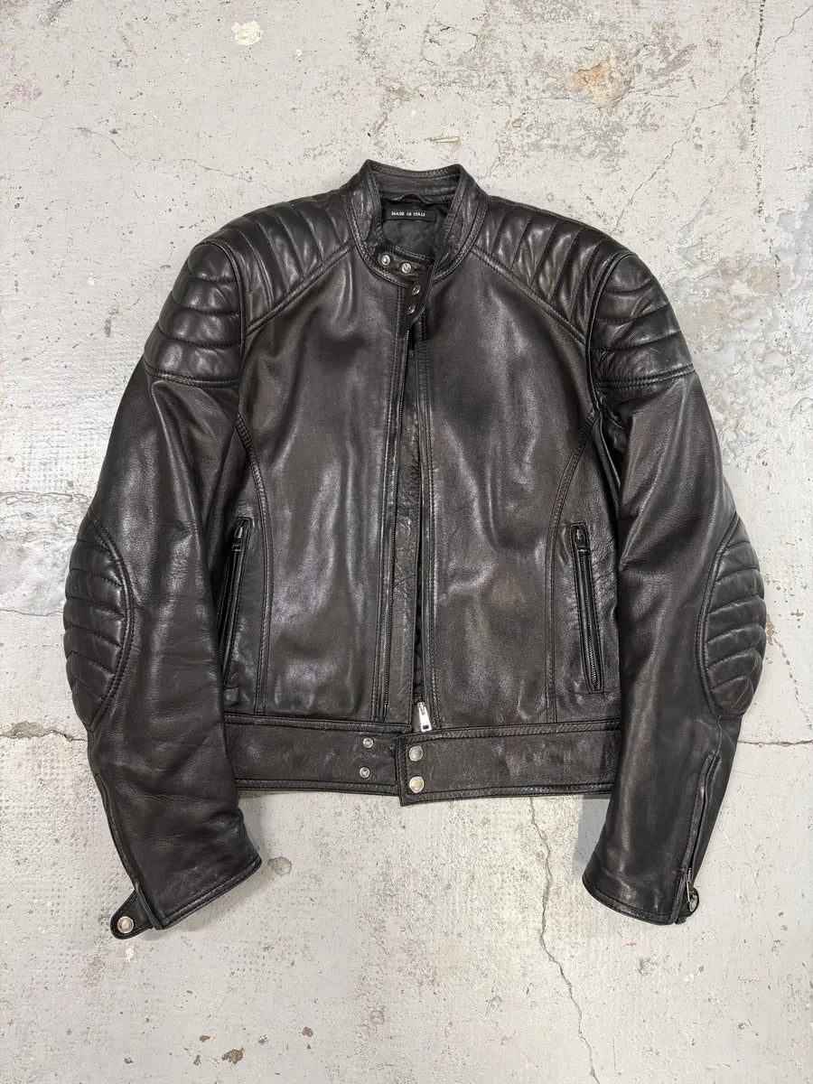2000s Gucci Black Padded Biker Leather Jacket by Tom Ford sUUZtdn 8