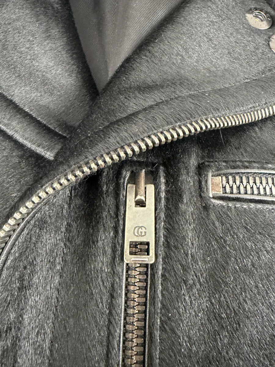 2000s Gucci Black Pony Fur Leather Multi Zips Long Jacket by Tom Ford rkRSwlO 13