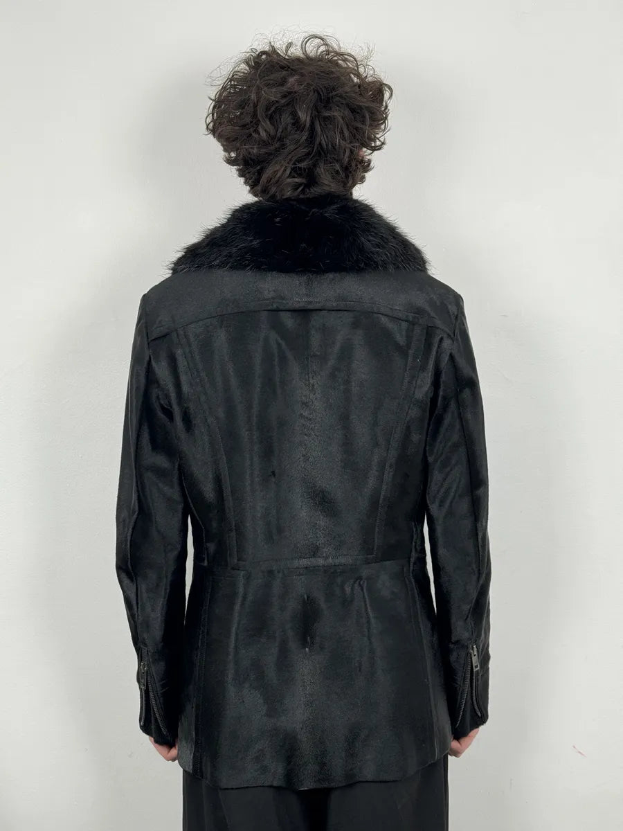 2000s Gucci Black Pony Fur Leather Multi Zips Long Jacket by Tom Ford rkRSwlO 2