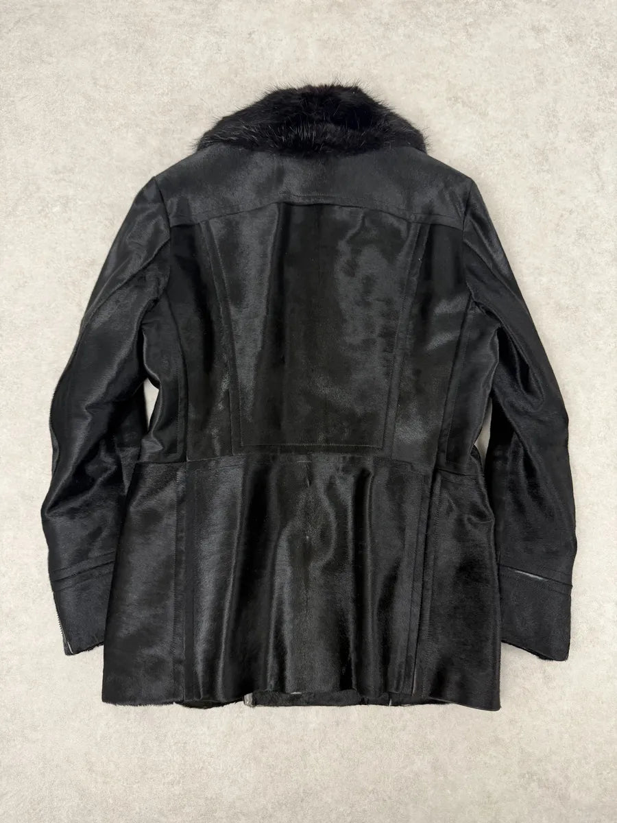 2000s Gucci Black Pony Fur Leather Multi Zips Long Jacket by Tom Ford rkRSwlO 3