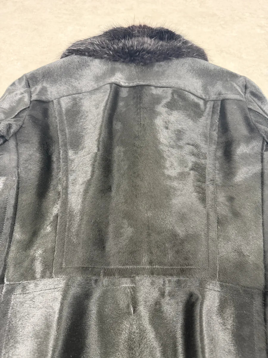 2000s Gucci Black Pony Fur Leather Multi Zips Long Jacket by Tom Ford rkRSwlO 6