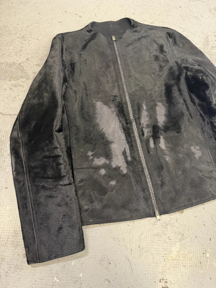 2000s Gucci Black Pony Hair Leather Jacket by Tom Ford atlcrxB 5