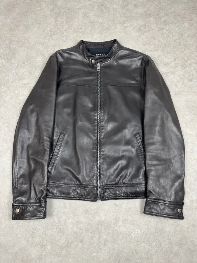 2000s Gucci Black Premium Biker Leather Jacket TTpDpTM 0