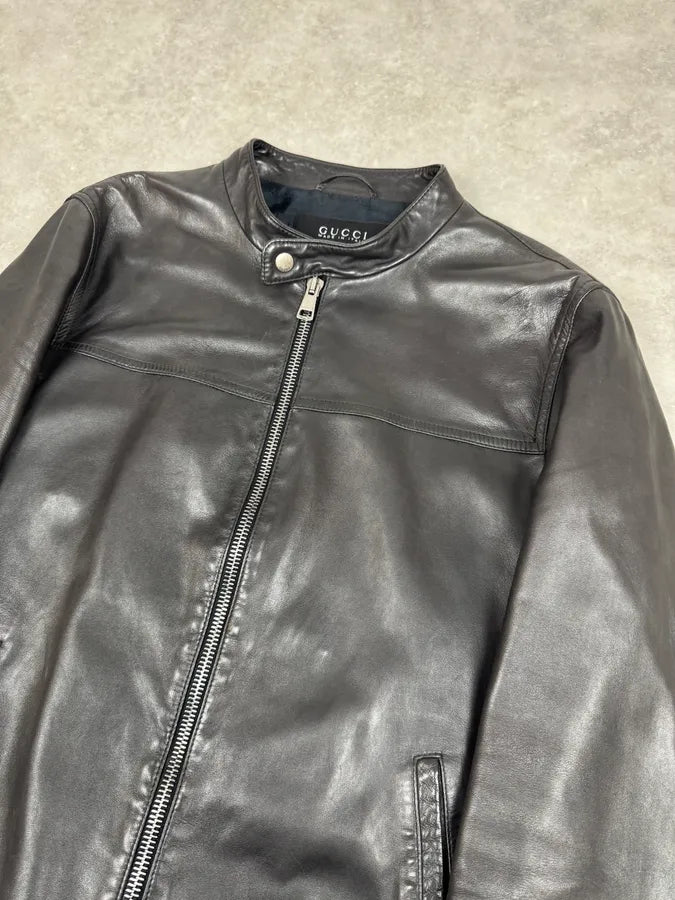 2000s Gucci Black Premium Biker Leather Jacket TTpDpTM 4
