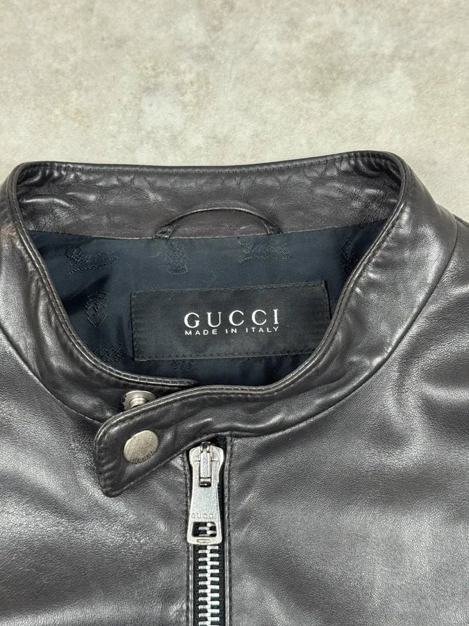 2000s Gucci Black Premium Biker Leather Jacket TTpDpTM 5