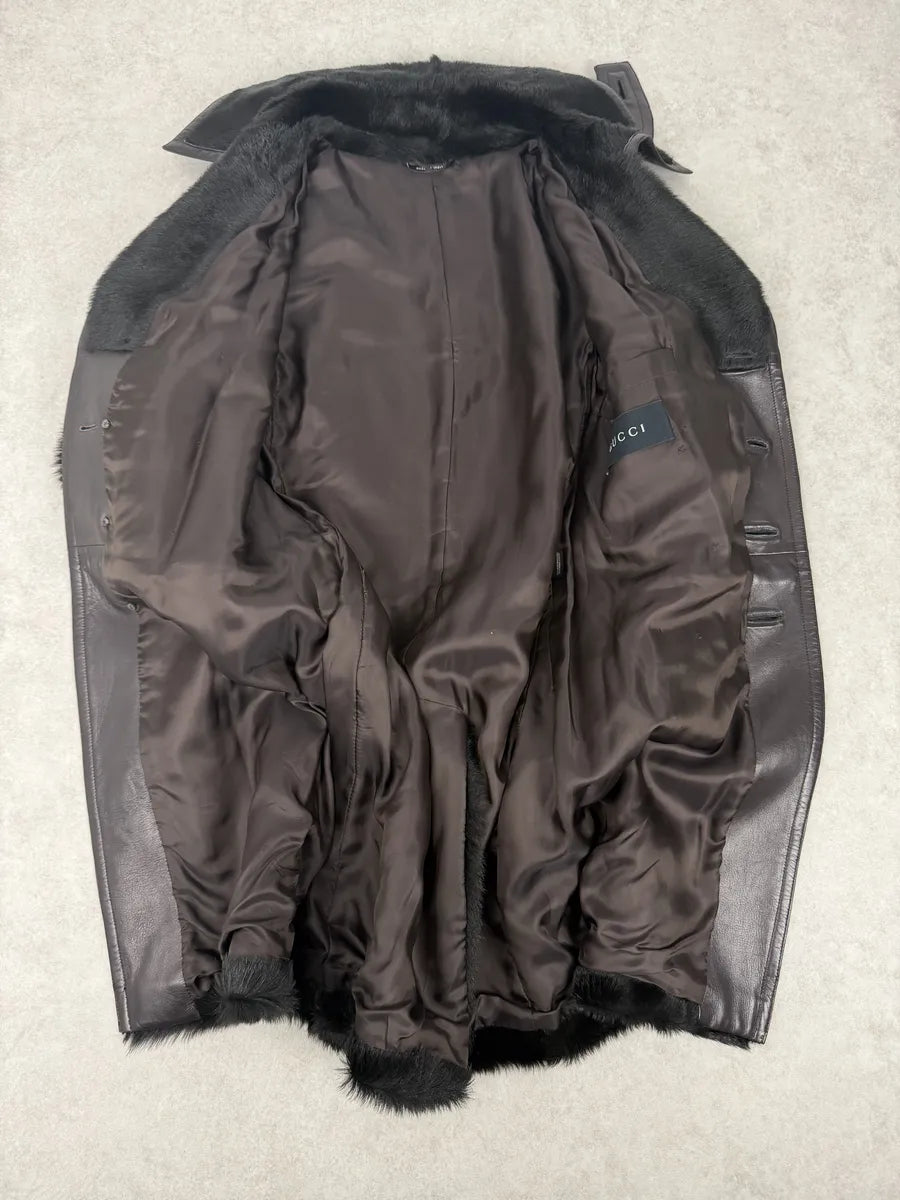 2000s Gucci Black Premium Fur Long Royal Coat XKxlxOn 13