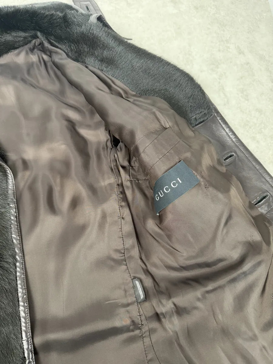 2000s Gucci Black Premium Fur Long Royal Coat XKxlxOn 15