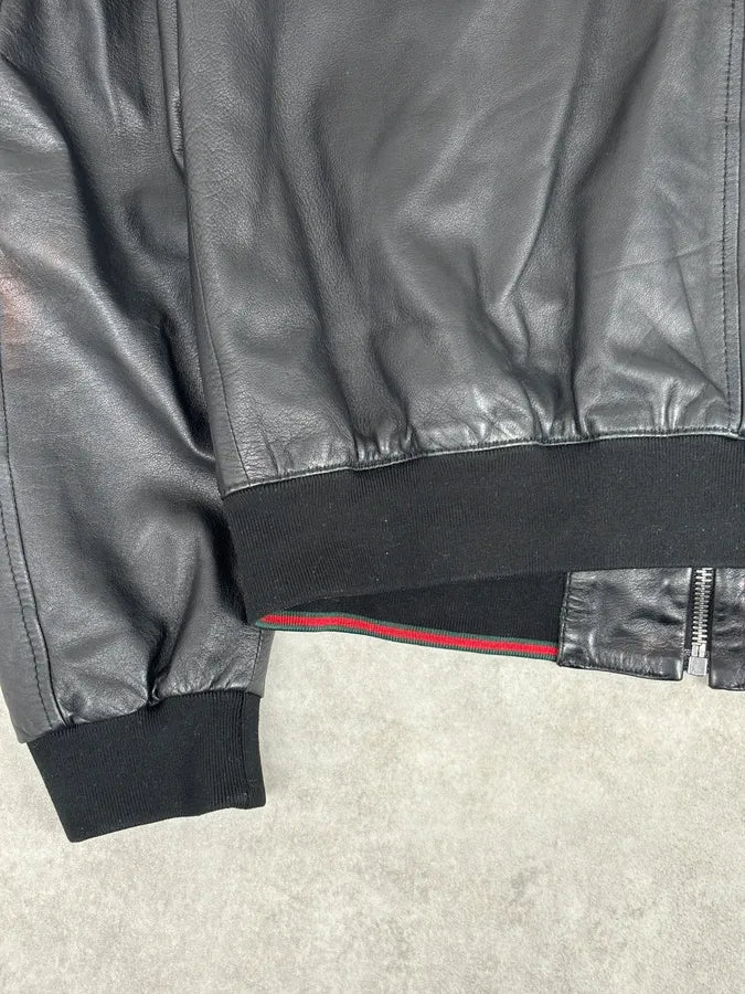 2000s Gucci Black Premium Leather Zip-up Jacket by Tom Ford jTJWYtI 8