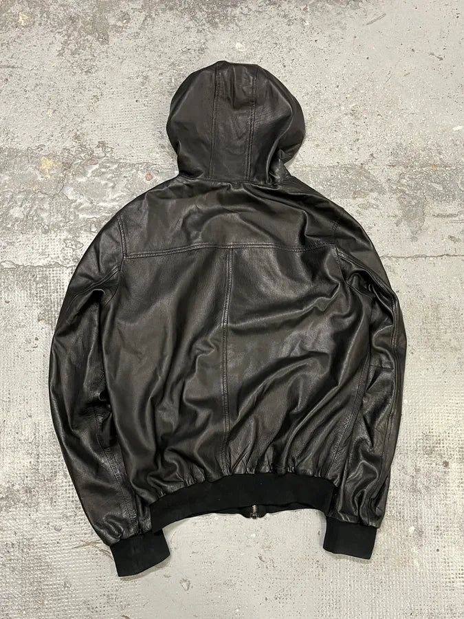 2000s Gucci Black Pure Leather Hooded Jacket by Tom Ford ZQQZMua 5