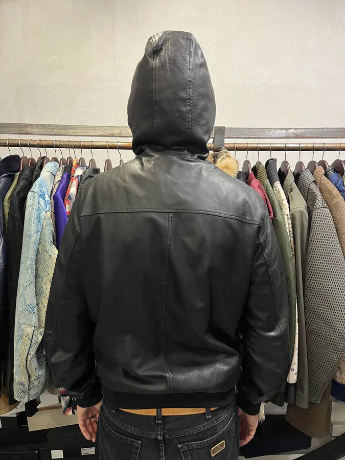 2000s Gucci Black Pure Leather Hooded Jacket by Tom Ford ZQQZMua 2