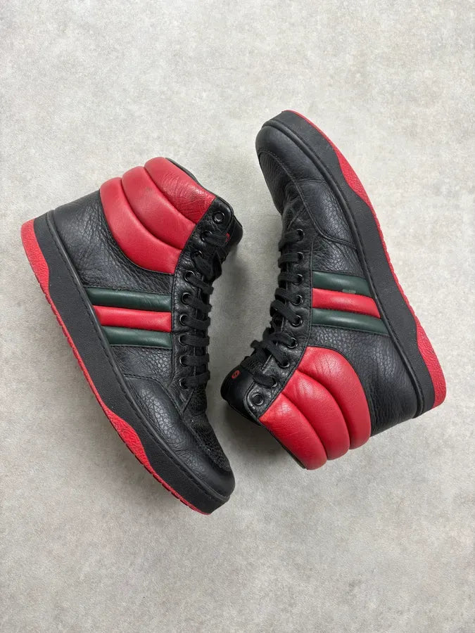 2000s Gucci Black & Red Contrast Leather High Sneakers CihQqjF 5