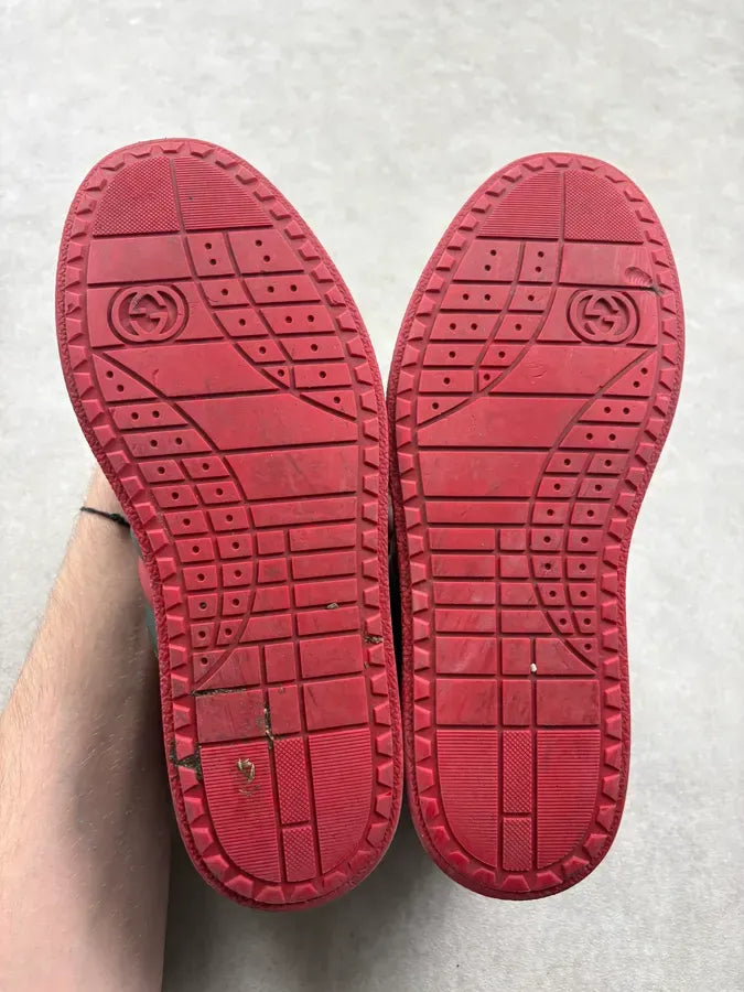 2000s Gucci Black & Red Contrast Leather High Sneakers CihQqjF 7