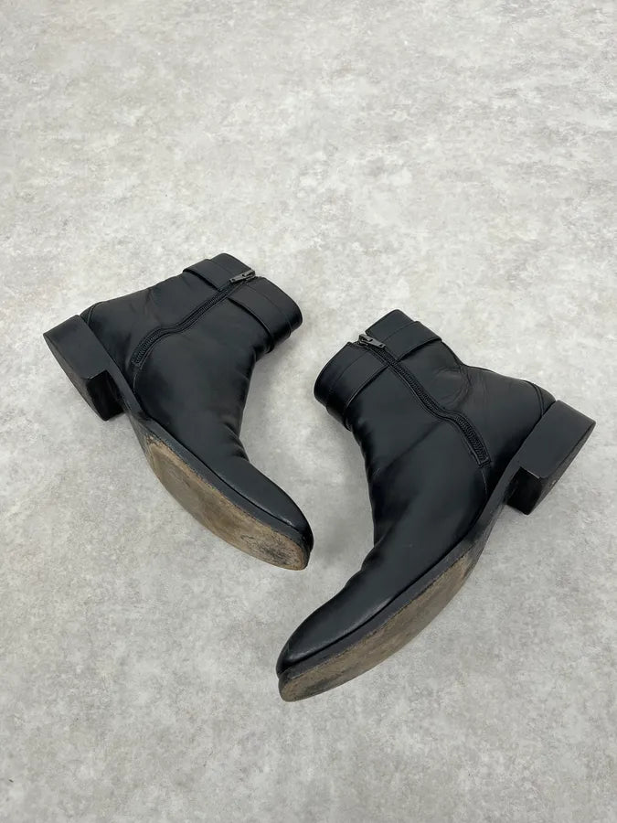 2000s Gucci Black Signature Ankle Leather Boots THqzTsr 2