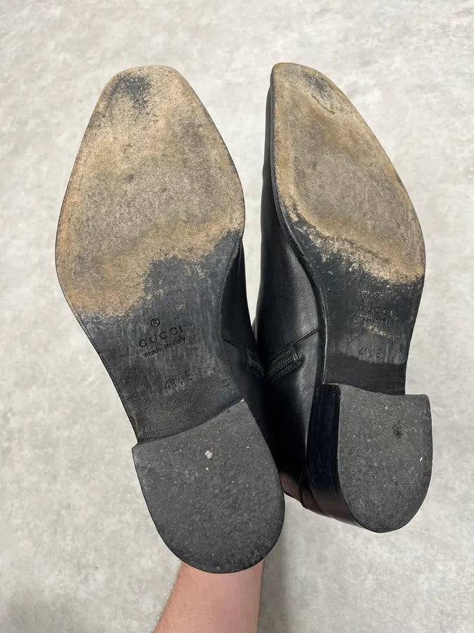 2000s Gucci Black Signature Ankle Leather Boots THqzTsr 6