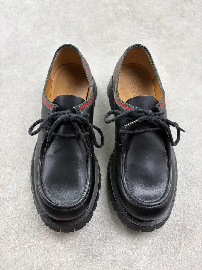 2000s Gucci Black Signature Leather Lug Sole Shoes BotVcTC 1