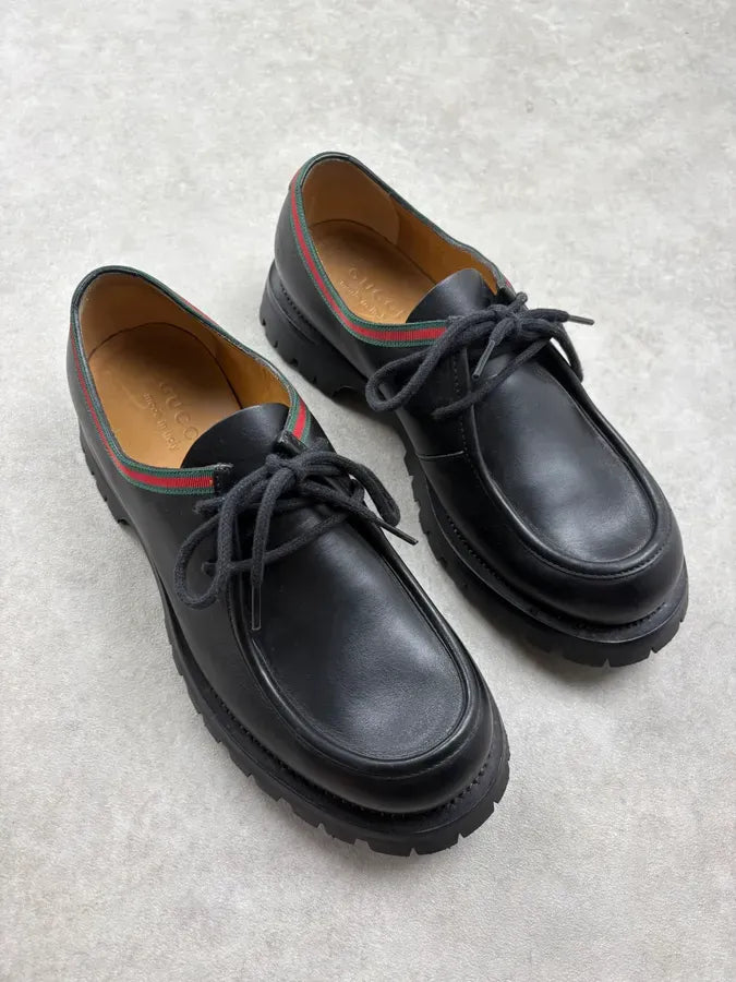 2000s Gucci Black Signature Leather Lug Sole Shoes BotVcTC 3