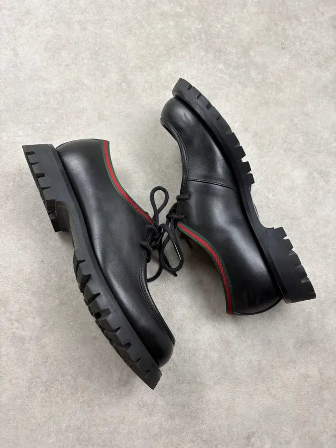 2000s Gucci Black Signature Leather Lug Sole Shoes BotVcTC 5