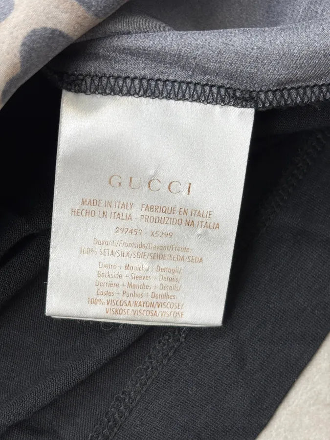 2010s Gucci Black Silk Leopard T-Shirt KdTzmkO 8