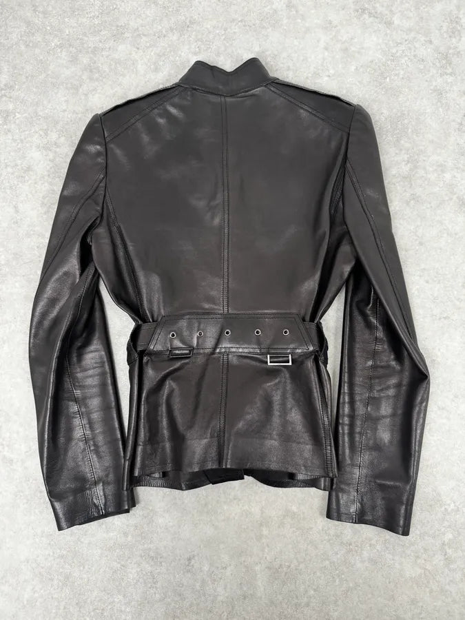 AW1999 Gucci Black Silver Belted Premium Leather Jacket by Tom Ford EydALjM 3