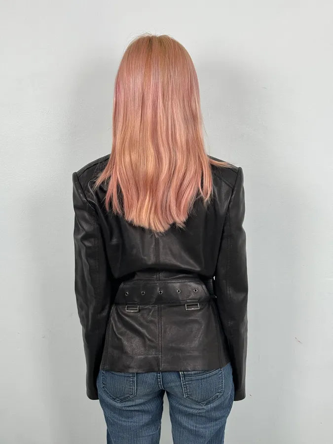 AW1999 Gucci Black Silver Belted Premium Leather Jacket by Tom Ford EydALjM 2