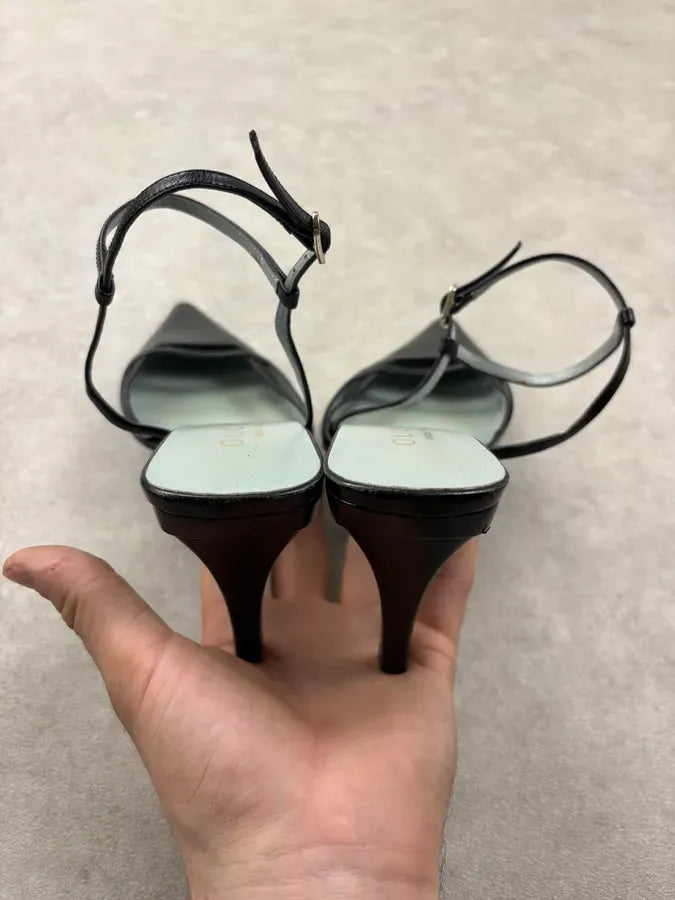 2000s Gucci Black Slingback Leather Heels VSDahxQ 6