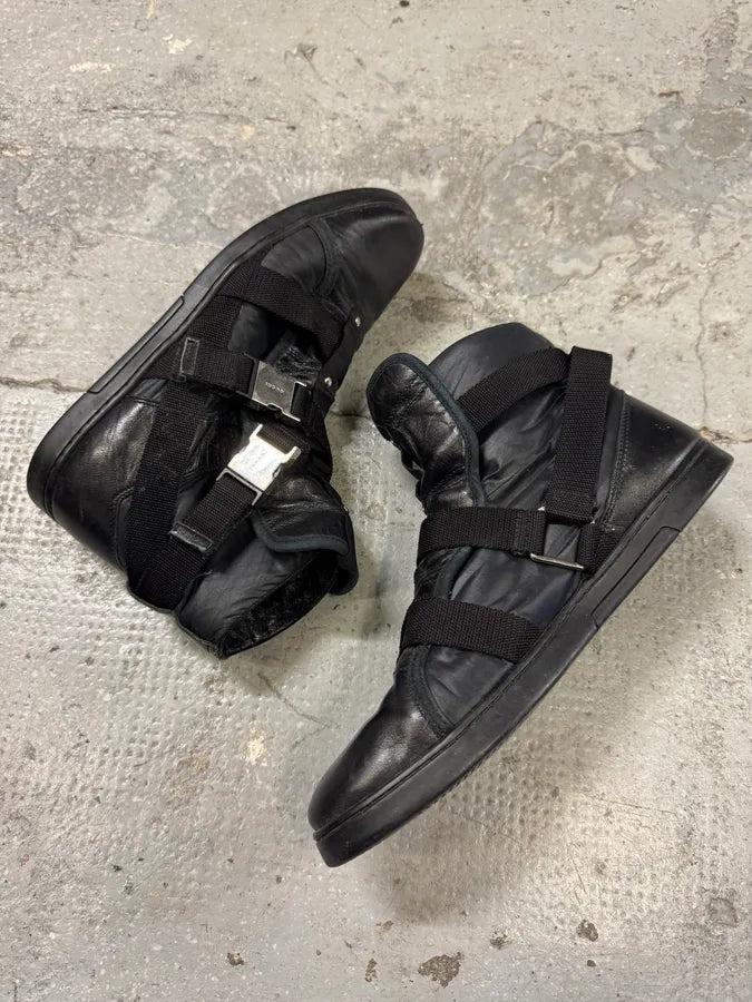 2000s Gucci Black Strap Buckle Mid Sneakers (40eu/us7) hxcygDJ 3