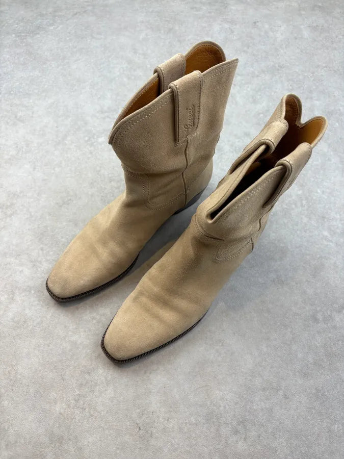 2000s Gucci Beige Western Leather Boots BSmqJJb 3