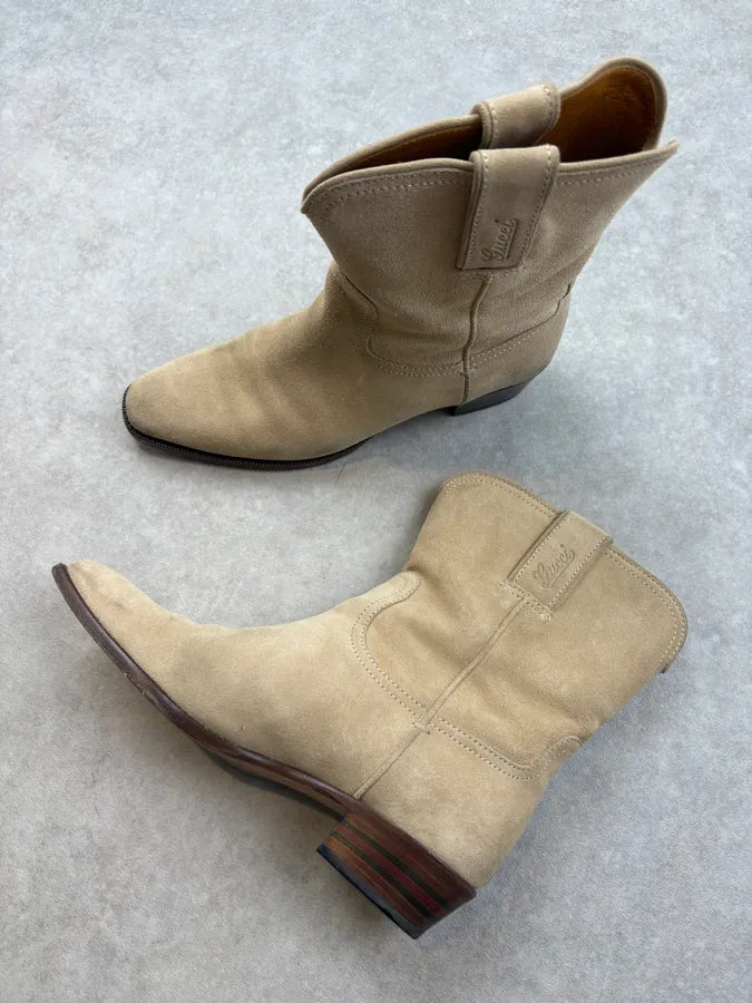 2000s Gucci Beige Western Leather Boots BSmqJJb 6