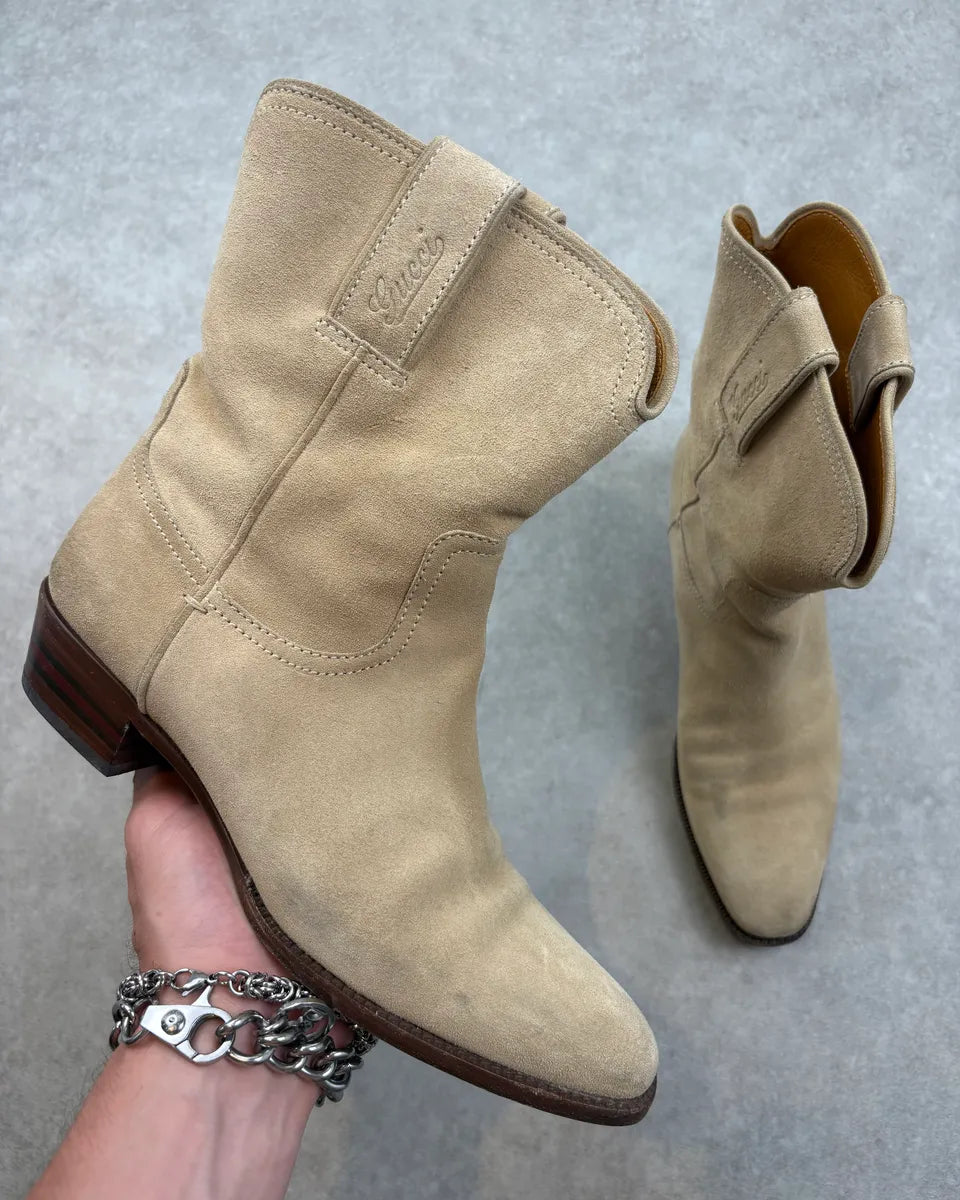 2000s Gucci Beige Western Leather Boots BSmqJJb 0