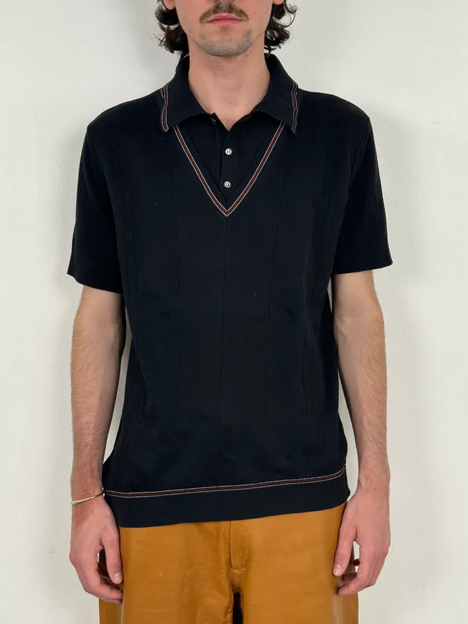 2000s Gucci Black Striped Hybrid Shirt & Sweater tPkwErJ 0